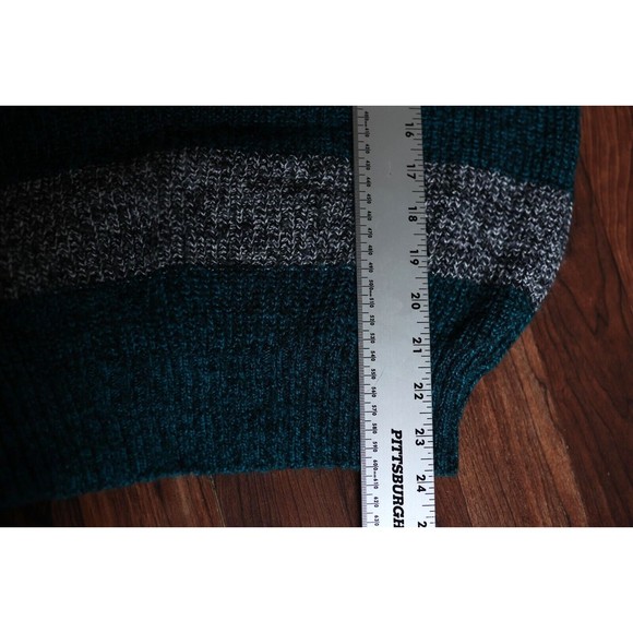 Vintage Turnabout Pullover Sweatshirt Gray & Teal Striped Size L Large USA - Picture 3 of 11